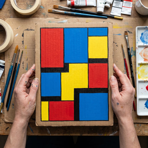 Pop-art motiv malovaný akrylem na kartonu